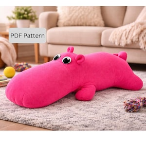 Oversized Plush Hippo Sewing Pattern | 27” Stuffed Animal  (PDF Pattern)
