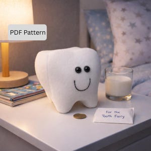 Tooth Plush Sewing Pattern: 7" Soft Toy with Certificates (PDF Pattern)