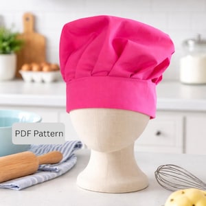 Kochmütze Schnittmuster: Verstellbarer Klettverschluss (Digitales Muster)