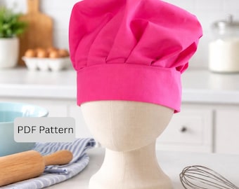 Chef Hat Sewing Pattern: Adjustable Velcro Closure (Digital Pattern)