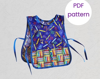 Child's Art Smock Sewing Pattern: Beginner Apron Template (Digital Download)