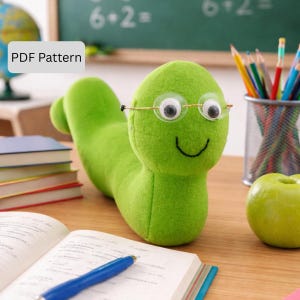 Bookworm Plush Sewing Pattern: Stuffed Animal Toy (PDF Pattern)