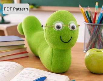 Bookworm Plush Sewing Pattern: Stuffed Animal Toy (PDF Pattern)