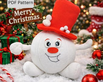 Snowball Doll Sewing Pattern: 7" Plush Christmas Toy (PDF Pattern)