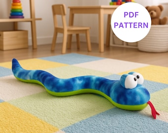Plush Snake Sewing Pattern | Easy Stuffed Animal Toy (PDF Pattern)