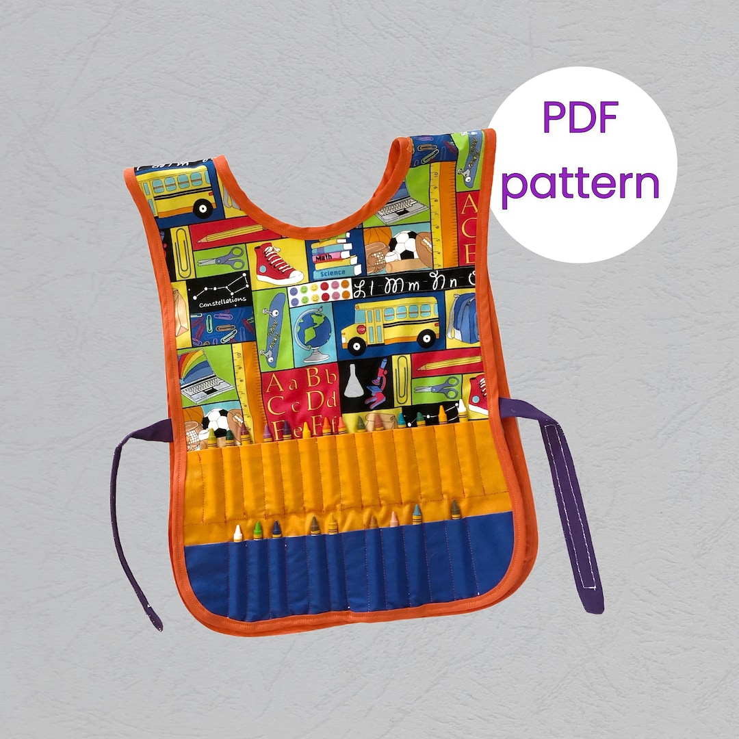 Preschool Apron Pattern Sewing Pattern Crayon Apron Pattern Digital