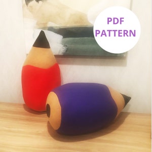 Plush Pencil Pattern Soft Toy PDF Sewing Pattern Plushie Pattern Stuffed Toy Pencil Sewing Pattern Digital Pattern image 2