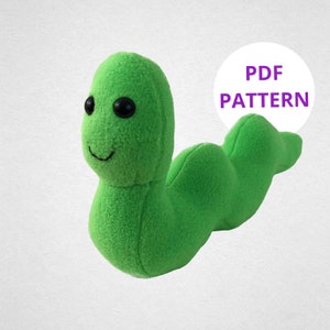 Plush Sewing Pattern Bookworm Plushie Pattern Soft Toy PDF Animal Pattern Digital Download Digital Pattern image 1