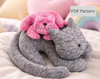 Patrón de costura para gato de peluche: dos tamaños (patrón digital)