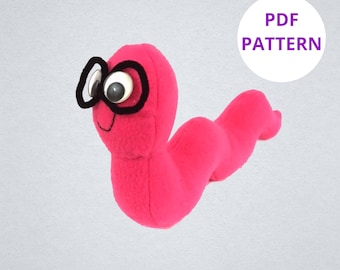 Sewing Pattern - Plush Bookworm with Bedtime Story for Kids | Digital Pattern | Stuffed Animal Pattern | Plush Pattern