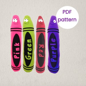Crayon Plush Sewing Pattern: 36&quot; Soft Toy PDF (Digital Download)