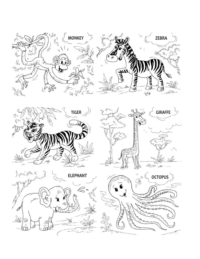 Download Animal Coloring Book Coloring Download Animal Coloring Etsy