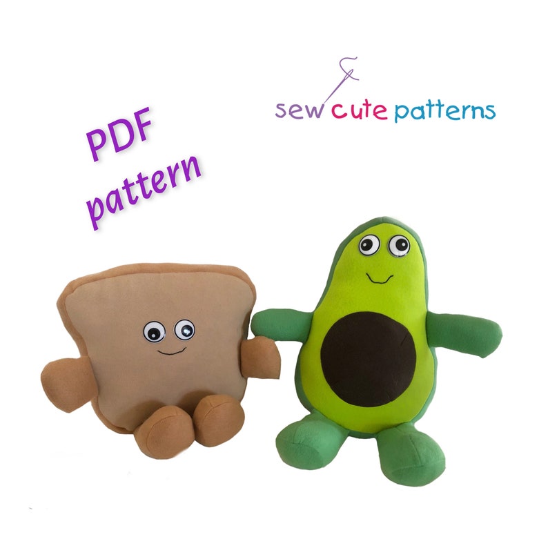 Plush Sewing Pattern Plush Avocado and Toast Sewing Patterns Etsy
