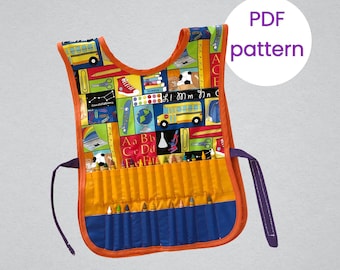 Reversible Child's Apron Sewing Pattern | Crayon & Craft Pockets (Digital Pattern)
