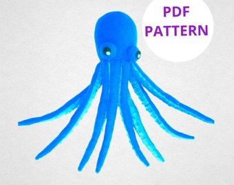 Couture de motif pieuvre | Peluche PDF | Motif animalier | Modèle de jouet pieuvre | Modèle numérique