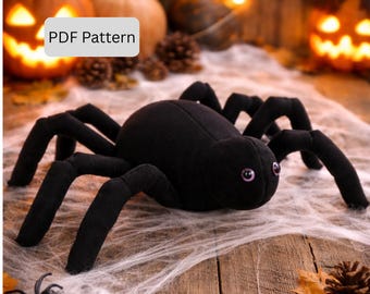 Halloween Plush Spider Sewing Pattern | Large 17" Design (Digital Pattern)