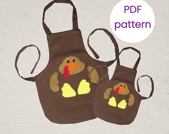 Mommy and Me Turkey Apron Patterns | Digital Download | Adult Apron Pattern | Children's Apron Patterns | PDF Sewing Patterns
