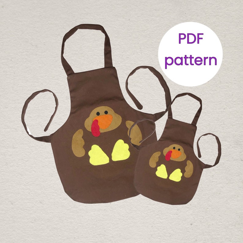 Mommy and Me Turkey Apron Patterns Digital Download Adult Apron Pattern Children's Apron Patterns PDF Sewing Patterns image 1