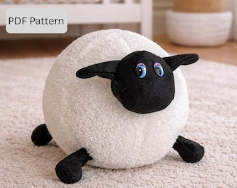 Patrón de costura de oveja de peluche: PDF de animal de peluche de 28 cm (11")