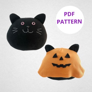 Halloween Cat Plush Sewing Pattern with Ghost & Pumpkin Costumes (PDF Pattern)
