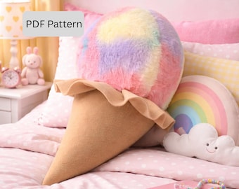 Ice Cream Plush Sewing Pattern: 22" Stuffed Cone (PDF Pattern)