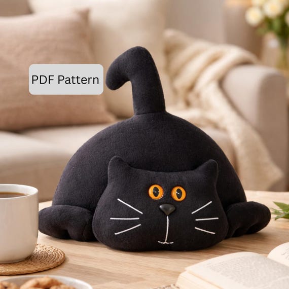 Stuffed Cat Sewing Pattern: Plush Kitty Doorstop (Digital Pattern)