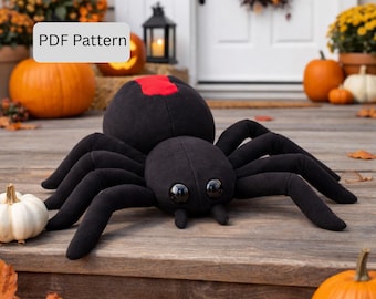 Redback Spider Plush Sewing Pattern: DIY Halloween Stuffed Animal (PDF Pattern, 16"x8")