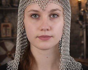 Handmade Medieval Chainmail Coif | Steel Chainmail Hood | Viking & Knight Head Armor | LARP Reenactment Costume