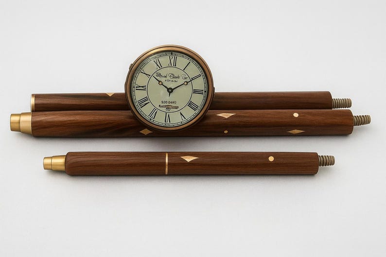 Antique Brass Clock Handle Walking Cane - Rosewood Steampunk Style - Etsy