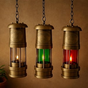 Vintage koperen olielamp lantaarn: Ferndale Colliery Collectible