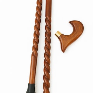 Handmade Wooden Walking Stick Cane – Hand Carved Lightweight Wooden Cane, Decorative Walking Aid, Father’s Day Gift