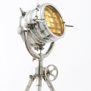 Antique Style Spotlight Floor Lamp with Tripod Stand – Vintage Nautical Industrial Home Decor Light