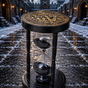 Reloj de arena clásico / Reloj de arena decorativo con marco negro, expositor de escritorio de latón y cristal