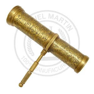 Brass Kaleidoscope with Wooden Box – Vintage Style Handmade Optical Toy, Antique Collectible, Personalized Gift, Home Décor Showpiece