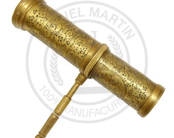 Personalized Brass Kaleidoscope: Vintage Style Optical Toy, Engraved Gift