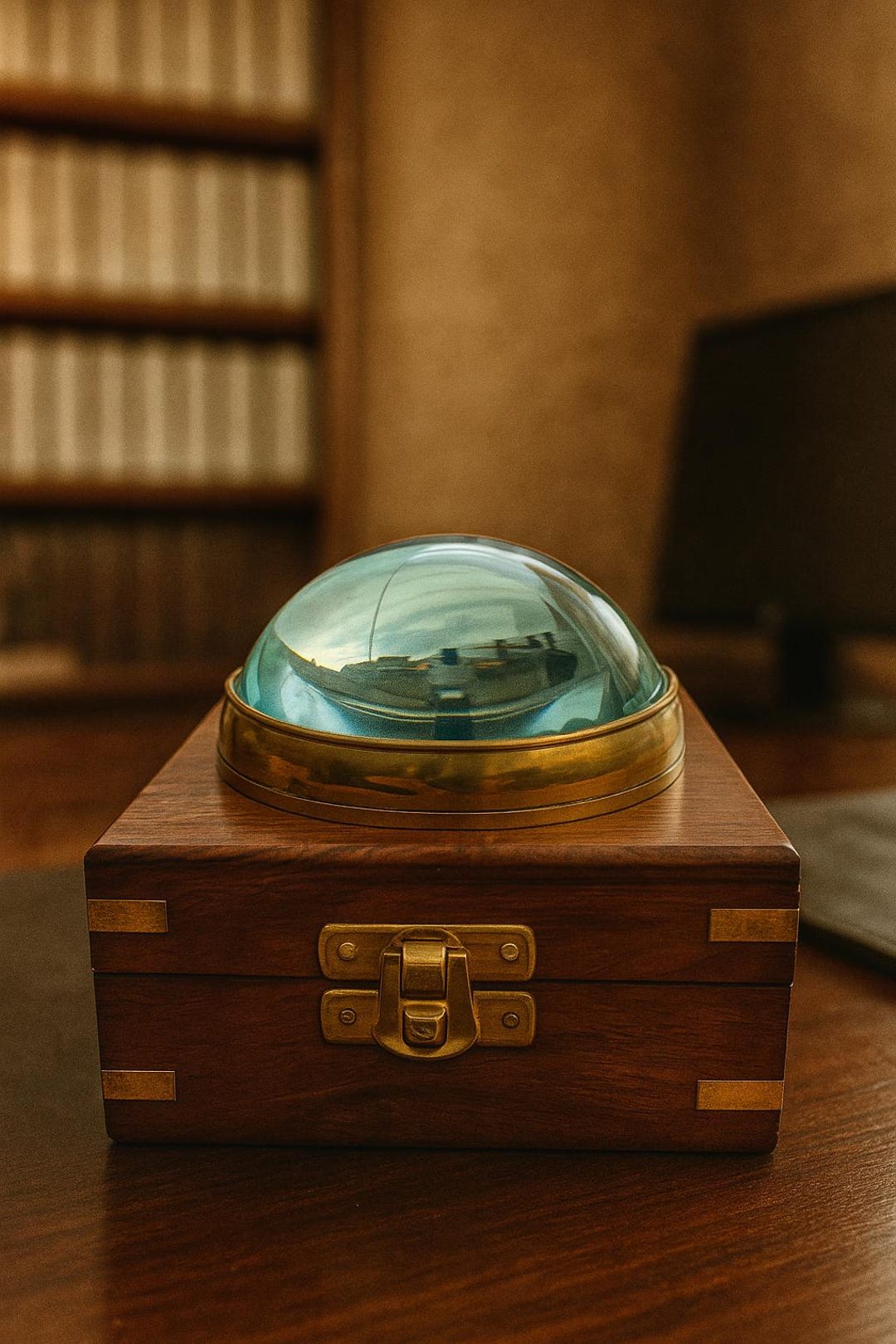 Brass Dome Magnifying Glass With Wooden Box: Vintage Office Decor - Etsy
