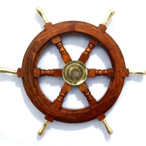 Handcrafted Brass Ship Wheel & Telegraph Set: Nautical Maritime Decor