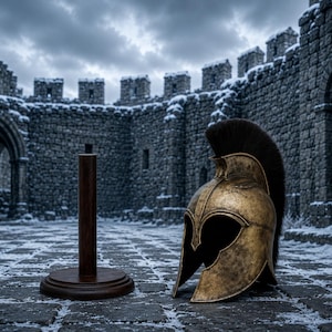 Spartanischer Krieger Helm Replik: Dekor aus der Antike, Cosplay Rüstung mit Ständer