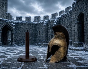 Replica dell'elmo del guerriero spartano: decorazione dell'antica Grecia, armatura da cosplay con supporto