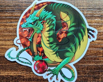 Dragon Guarding Pearl 3in. Sticker - Glossy and Prismatic/Shiny Finish