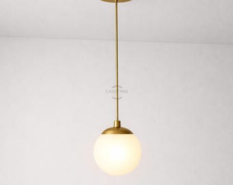 Mid Century Modern Solid Brass Pendant Light - Minimalist Vintage Pendant Fixture