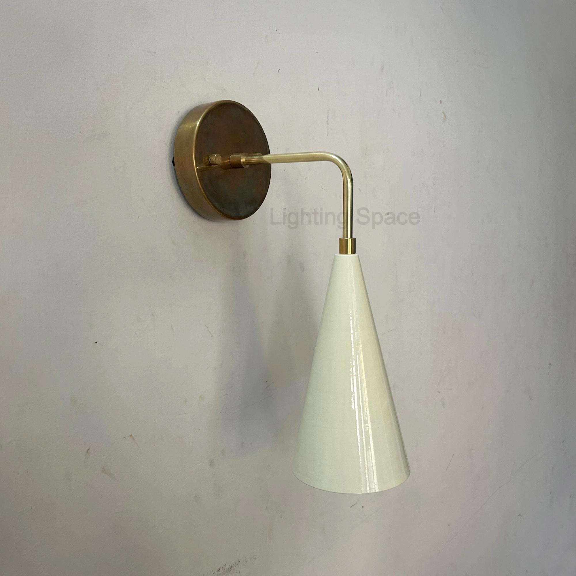 Brass Cone Shade Wall Sconce Lamp Mid...