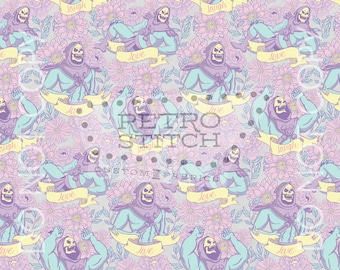 Live, Laugh, Love - Le méchant pastel pose avec des fleurs - Impression numérique transparente sur tissu de dessin animé