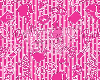 Padrão sem costura de boneca rosa retrô – Tecido, artesanato e decoração (download digital)