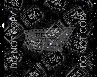 Naadloze In The Zone-print, png-bestand | Retro horror-tv-ontwerp | Digitale download