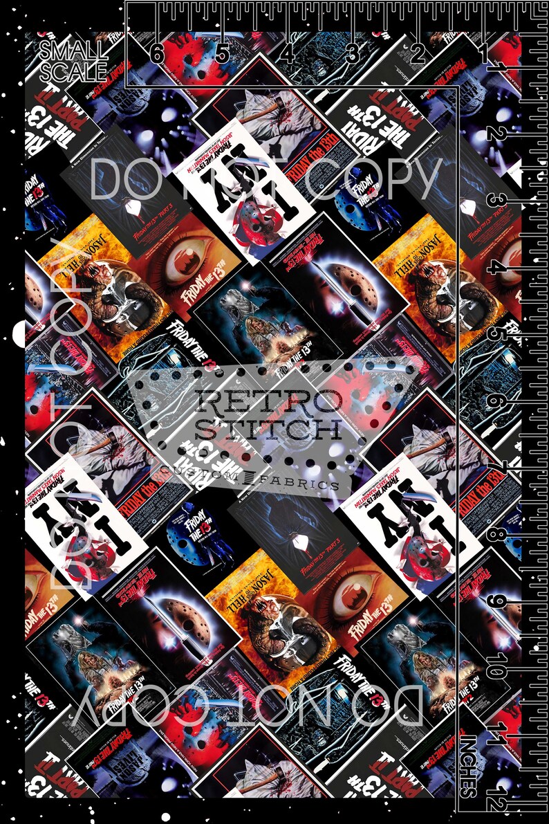 Retro Horror Movie Poster Pattern | Slasher Fabric Design (digital ...