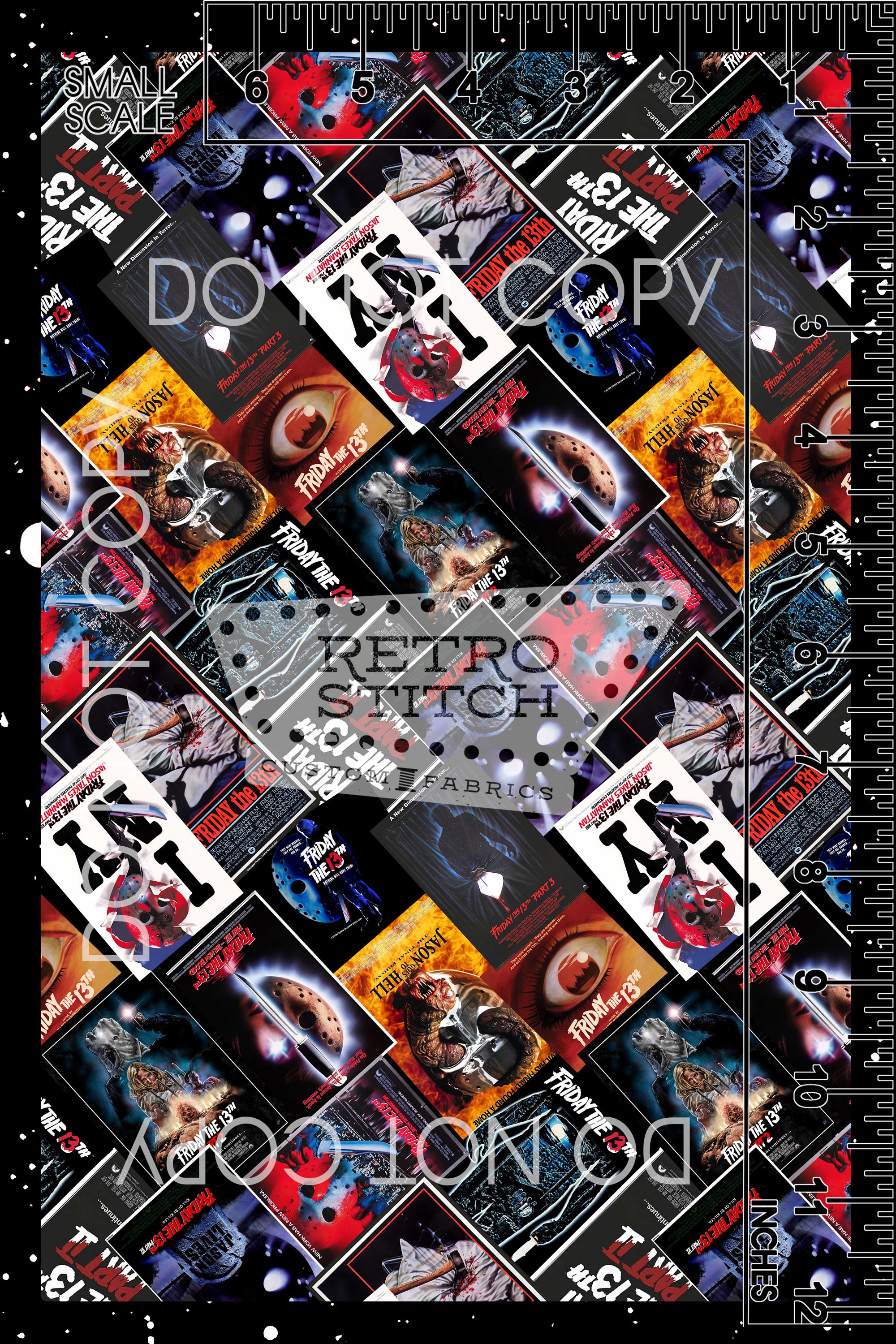 Slasher Drawing Outline Pattern Retro Horror Movie Poster Pattern | Slasher Fabric Design (digital ...
