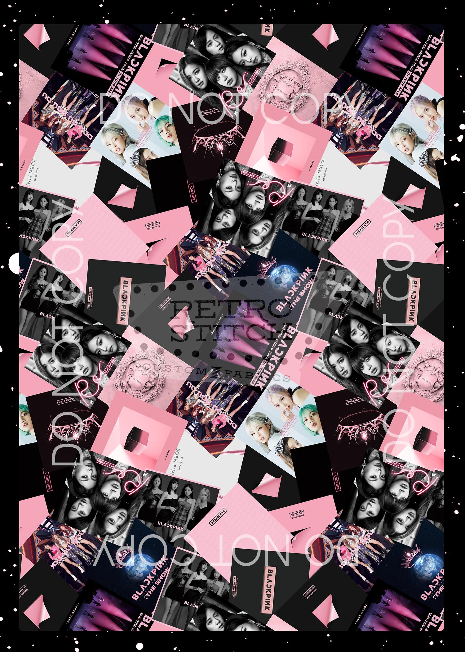 Black Pink Album Cover Seamless Print – K-pop Fabric (digital