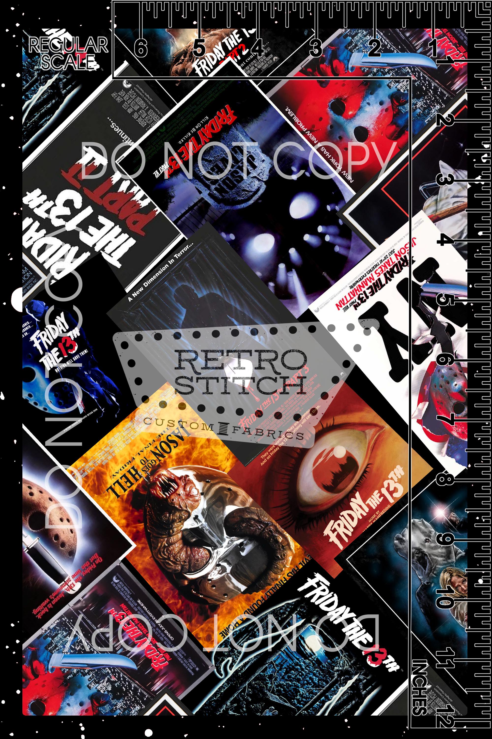 Retro Horror Movie Poster Pattern | Slasher Fabric Design (digital ...