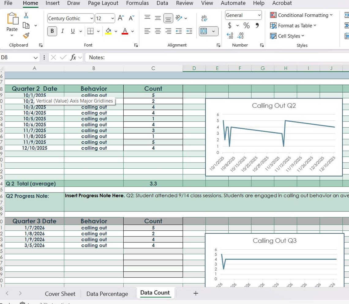 Progress Monitoring Data Graph IEP Goal Data Tracker With Graphs, Special Education, Progress ...